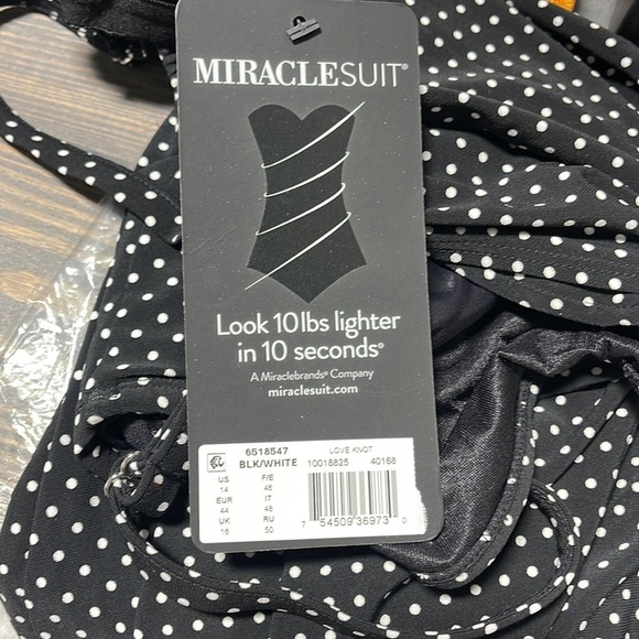 MIRACLESUIT WOMEN’S PIN POINT LOVE KNOT UNDERWIRE BRA TANKINI BLACK/WHITE - 14 - Picture 3 of 3